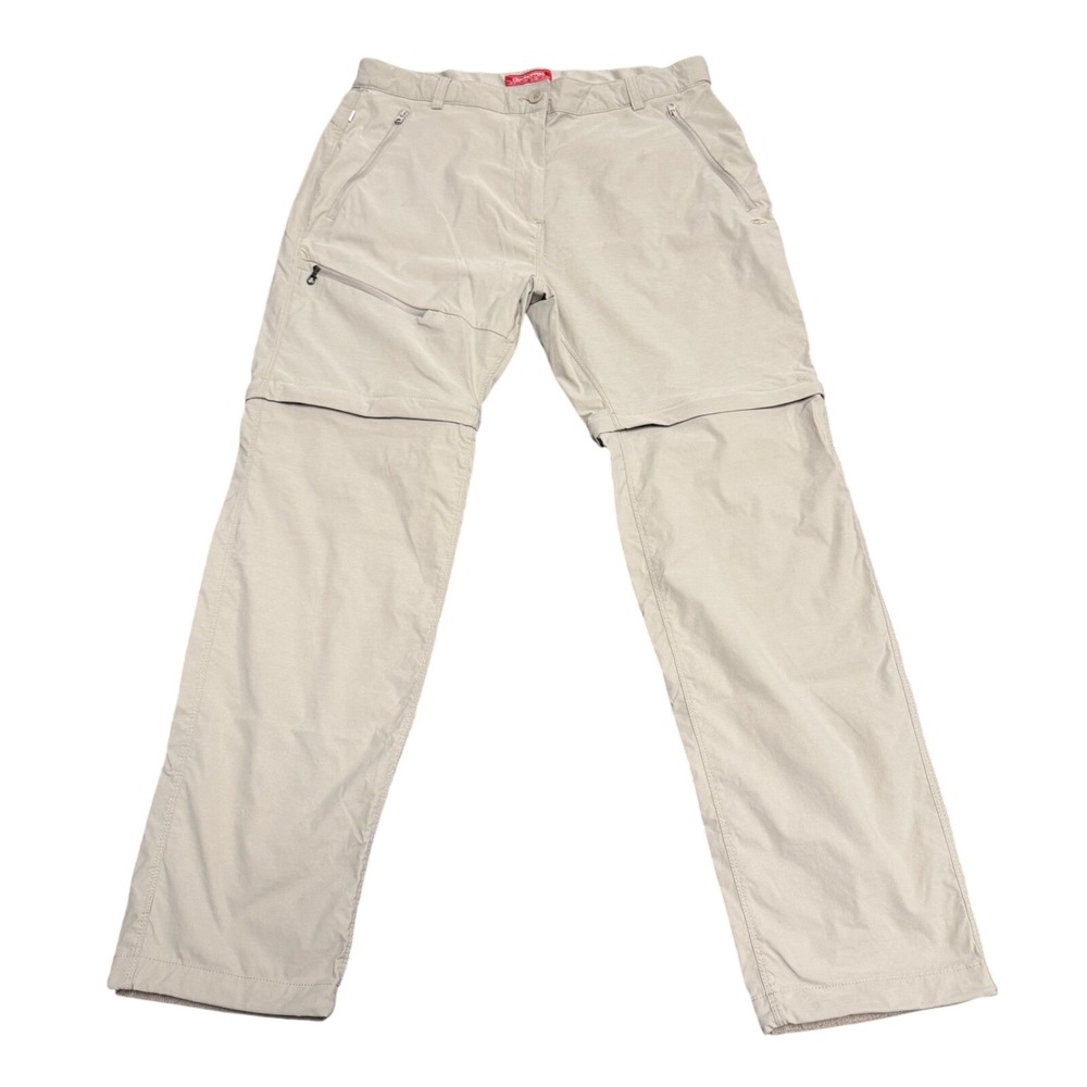 Craghoppers NosiLife Pro III Convertible Hiking Pants Womens UK 14 Beige Zip Off
